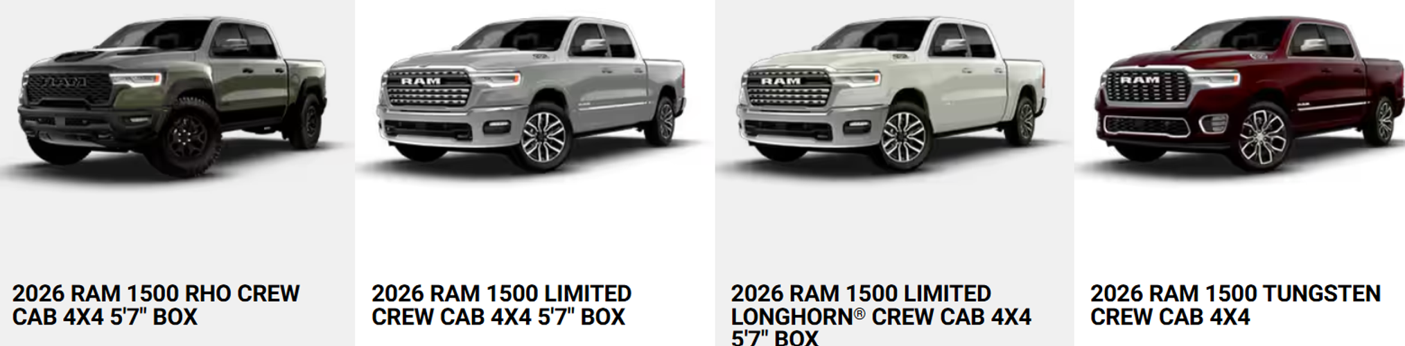 Compare the Tungsten to the Rest of the 2026 Ram 1500 Lineup