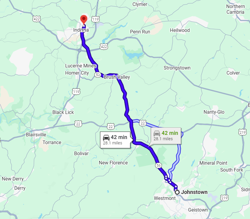 Easy Trip from Johnstown to Tri-Star Motors Indiana