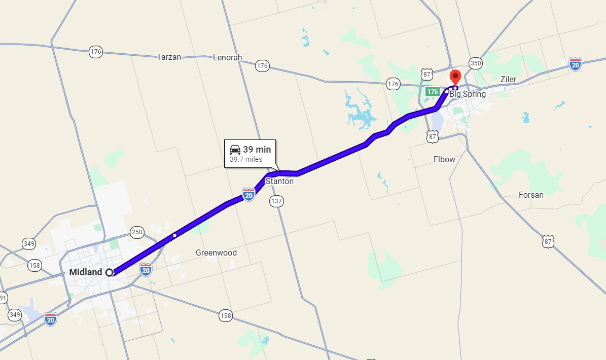 How to Get from Midland, TX to Star Chrysler Dodge Jeep Ram of Big Spring