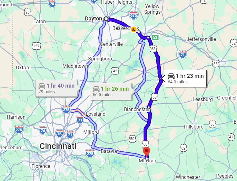 Getting from Dayton to Mt. Orab Chrysler Dodge Jeep Ram