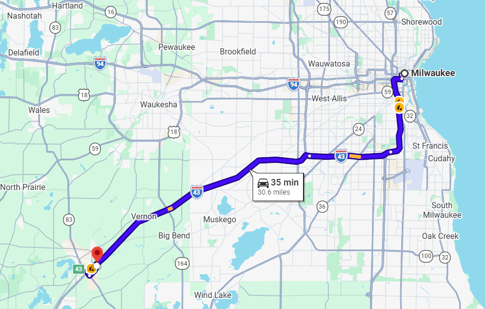 Getting from Milwaukee, Wisconsin, to Lynch Mukwonago